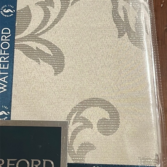 Waterford Platinum Silver Shimmer Scroll Holiday Tablecloth  70”x 84” new - Picture 3 of 7